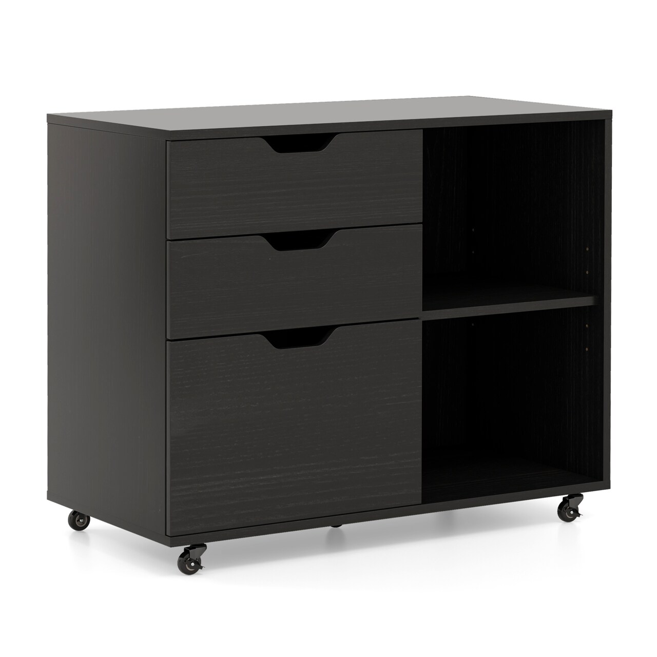 Modern Mobile File Storage Cabinet with Large Tabletop 3 Drawers and Smooth Rolling Wheels